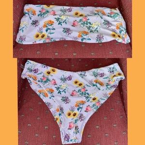 Blue stripe & floral bikini